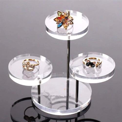 Acrylic Jewelry Display Necklace Bracelet Stand Rack Case Round Table Holder