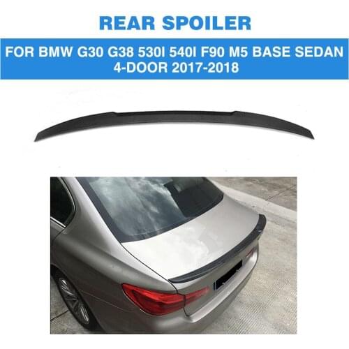Car Rear Trunk Spoiler Wing Boot Lip for BMW G30 G38 530i 540i F90 M5 Base Sedan 4 Door 2017 2018 Carbon Fiber / FRP black