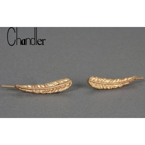 Chandler Ear Cuff Feather Ear Climber Earrings leaf Earring For Girls Gold Silver Color Plated Bohemian metal Trendy Jewelry