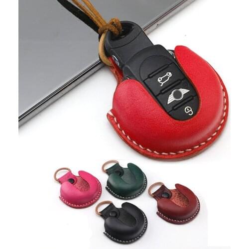 Genuine Leather Car Key Bag Case Cover Fob Holder Protecter For BMW Mini Cooper JCW One S Countryman Car Styling Accessories