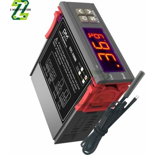 AC 12V 110-220V Digital LCD Temperature Controller Thermostat STC-1000 With 1m NTC Sensor Probe Thermostat Heater Cooler