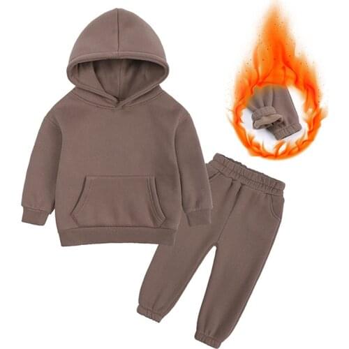 2021 Baby Girl Boy Clothes Set Hoodies Jogging 2PCS Warm Fleece Sport Set Child Loungewear Winter Spring Autumn Casual Tracksuit