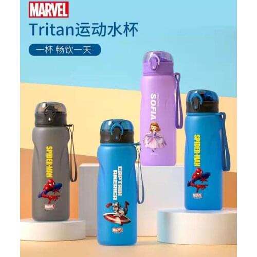 Disney Marvel Sophia Tritan PP Water Cup For Child Straw Plastic Cup Straight Drink Cup Students Mickey Baby Water Bottle Kids