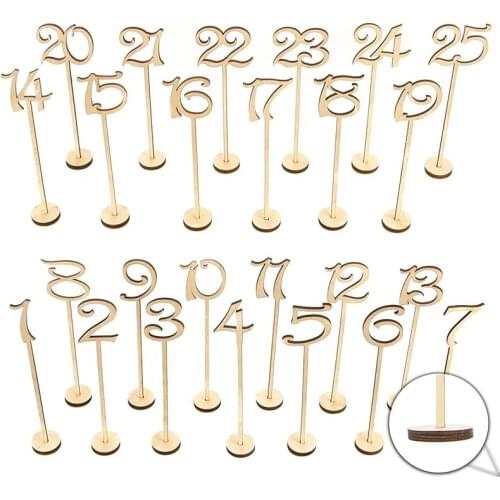Hot Wooden Wedding Table Numbers 1-25 pcs Vintage Home Birthday Party Event Banquet Decor Anniversary Decoration Favors Signs Co