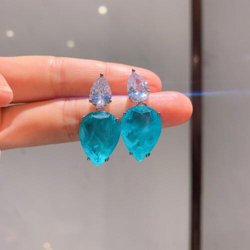 QTT Exquisite Silver 925 Earrings Natural Paraiba Tourmaline Gemstone Pink Crystal Water Drop Stone Wedding Jewelry For Women