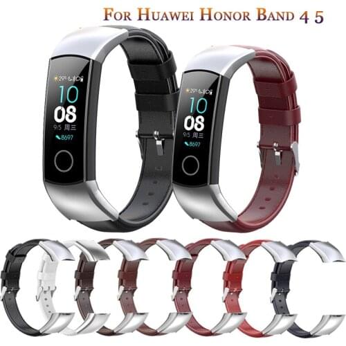 CLassic Genuine Leather Wrist Strap for Honor Band 4 5 Band Bracelet for Huawei Honor Band4 5 Smart Watch Wristbands Accessories