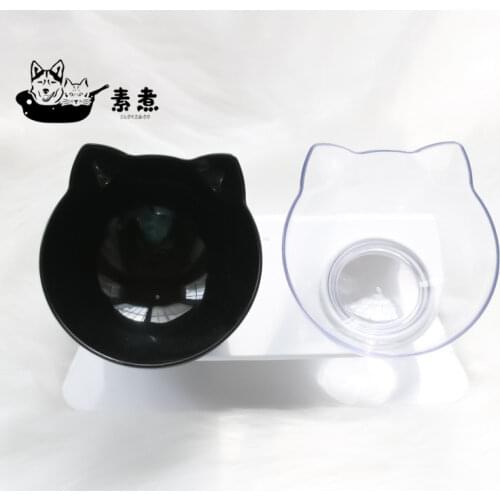 Transparent AS Material Non-Slip Food Pet Food Water Feeder Double Bowls Bowl Pet Drinking Dish Feeding Supplies Dog Accessories