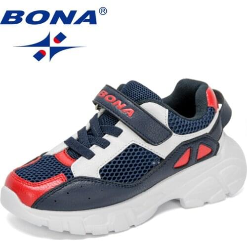 BONA 2021 New Designers Fashion Childrens Shoes Sneakers Mesh Boys Girls Walking Shoes Pretty Kids Casual Flats Footwear Comfy