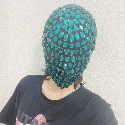 Thorn Diamond Rivet Punk Full Face Mask for Face Night Club Dance Cosplay Halloween Masks Fashion Rhinestone Mask Party Wear