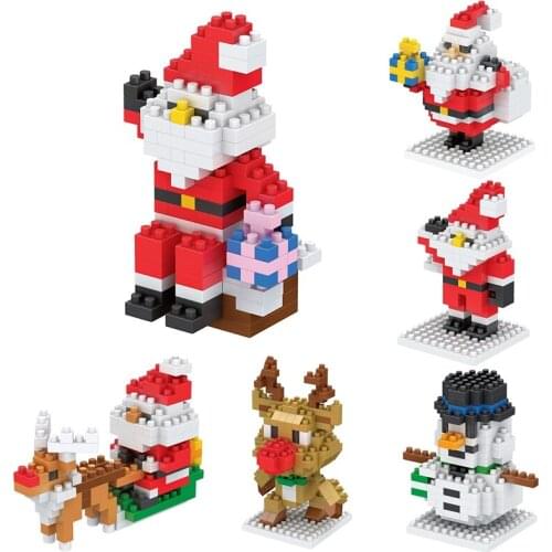 Mini Blocks Christmas Santa Claus Model Micro Bricks Building Block Toy For Kids Children Snowman Childrens Toy Christmas Gift