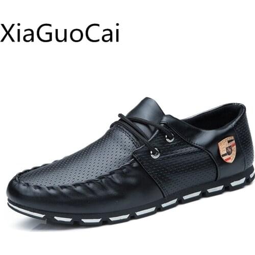 XiaGuoCai 2017 White Leather Men Casual Shoes Waterproof Autumn Flat Lightweight Casual Shoes Rubber Outdoors Trainers X1414 35