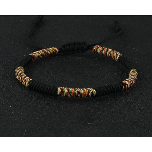 Men Bracelet Handmade Tibetan Buddhism Lucky Rope Colorful Thread Braided Adjustable String Bracelet Male Friendship Jewelry