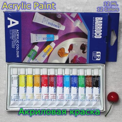 12 Colors Acrylic Paint Color Set Professional Acrylic Paints Pigment for Artists 12 Tubes 12ML Nail Art Painting Drawing Tool