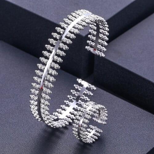 Janekelly luxury Unique African Bangle Ring Set Jewelry Sets For Women Wedding Cubic Zircon Crystal CZ Dubai Bridal Jewelry Set