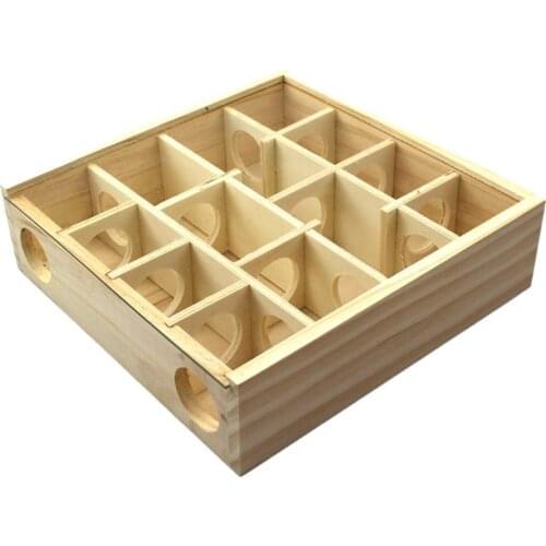 Small Animals Wooden Maze Tunnel Hole Toy with Glass Cover Hamster Activity Playground for Pet Dwarf Gerbil Mice