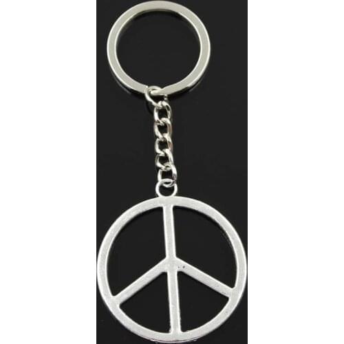 New Keychain 47x42mm Peace Symbol Pendants DIY Men Car Key Chain Ring Holder Keyring Souvenir Jewelry Gift