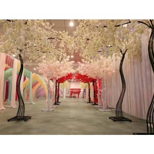 New Arrival Wedding Props Road Cited Simulation Cherry Flower with Iron Arch Frame For Party Centerpieces Decoration 2.6M height