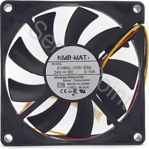 Brand New For NMB 3106KL-05W-B59 8015 8CM 24V 0.16A three-wire inverter cooling fan