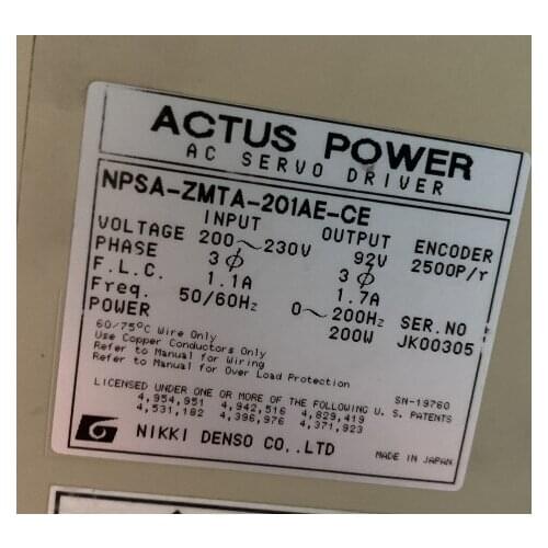 NPSA-ZMTA-201AE-CE Used One , Servo Driver , Good Working Free Shipping