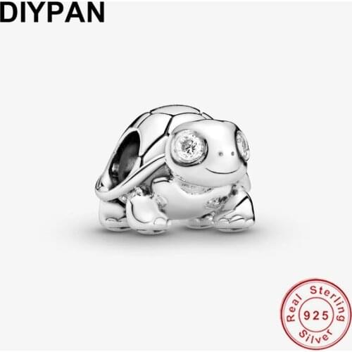 Fit Original Pandora Bracelet Charms 925 Sterling Silver Twinkling Turtle Charm Bead DIY Jewelry Berloque