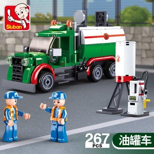267Pcs SLuban 0878 Urban Engineering Series Tank Truck Assembly Model Boy Assembled Building Blocks, Toys Gifts