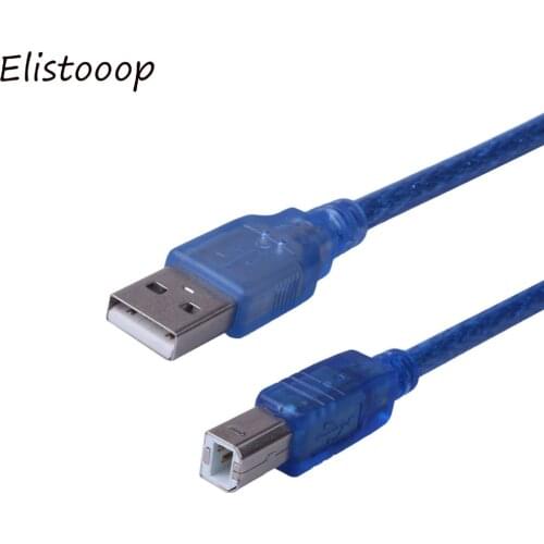 USB 2.0 Extension Print Cable 0.3M 1.4M 3M 5M OHFC Copper Transparent Blue Wholesale Extended USB Cable for Printer