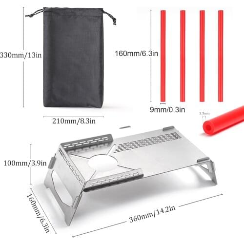 Outdoor Collapsible Camping Stove Stable Portable Stainless Steel Camping Stove Bracket Table for Picnic Beach Indoor Outdoor