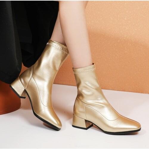 New Fashion Women Shoes 2021 Ankle Boots For Winter Women Ladies Boots Big Size White beige black gold silver 32-43