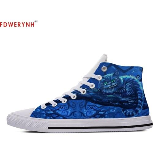 Womens Customized Casual Canvas Shoes Cute For Chasire Cat High Top Shoes Independent Design Women Breathable Custom Shoes