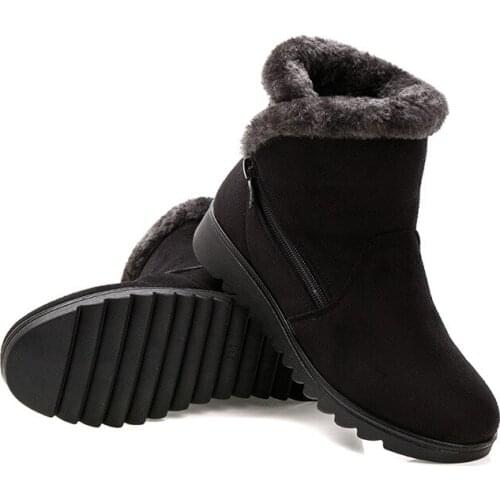Snow Boots Women 2020 Zip Winter Ladies Platform Warm Fur Suede Wedge Fashion Ankle Boot Female Comfort Casual Shoes Plus Size