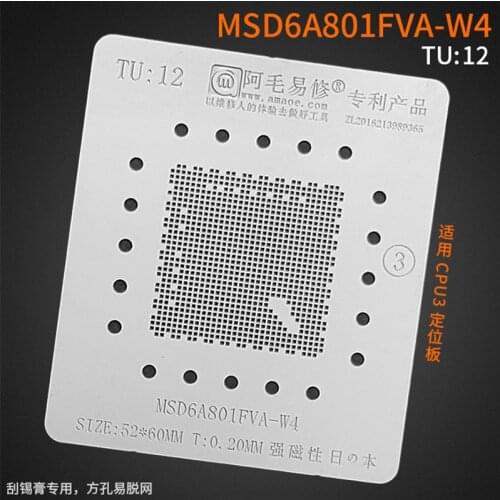 0.20MM Amaoe BGA Stencil MSD6A801FVA-W4 TU12 For LCD TV CPU Reball IC PinsSquare Hole Soldering Tin Plant Net Heat Template