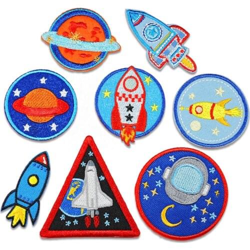 1pcs Space flight Patches for Clothing Iron on Embroidered Sew Applique Cute Patch Fabric Badge Garment DIY Apparel Accessories