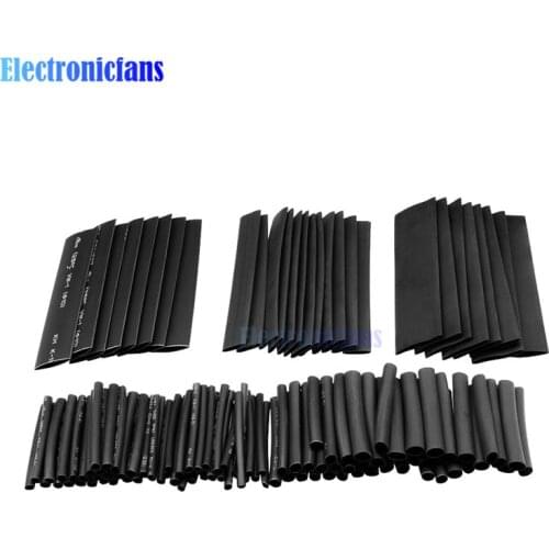 New 127Pcs Black Glue Weatherproof Heat Shrink Sleeving Tubing Tube Assortment Kit Flame Retardant Wholesale