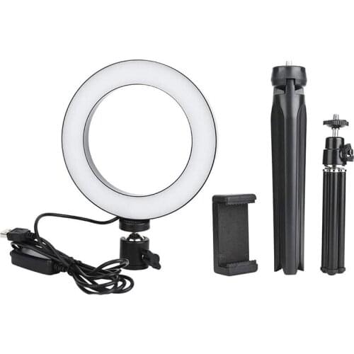 16cm LED Dimmable LED Video Ring Light Camera Lamp Kit with USB Connection for Desktop Tripod Mobile Phone Holder