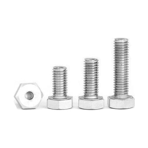 2pcs M10 hole diameter 5mm hexagon hollow screws outer hex lighting pierce line screws stainless steel bolt 16mm-40mm length