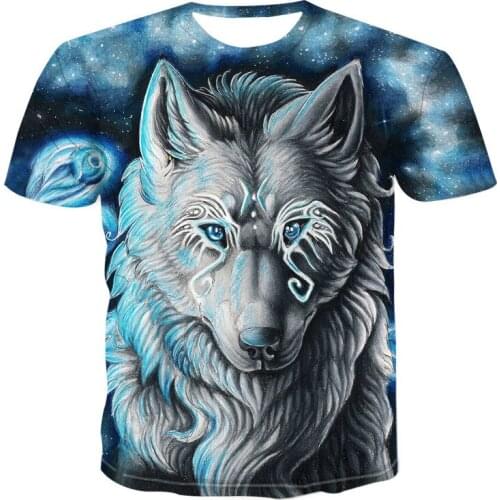 2021 Manufacturers Direct Trade Male Teenagers Casual Short-sleeved T-shirts 3D Digital Printing Wolf Warrior Pattern T Shirt