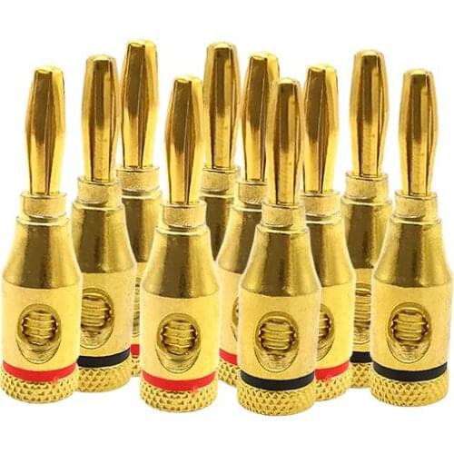 5/2/1pair 4mm Black Red Gold-plated Cable Wire 4mm Banana Plugs Terminal Connector For Musical Audio Speaker Amplifier