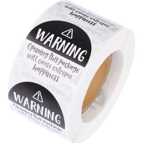 500Pcs Black And White Warning Sricker Labels Extreme Happiness Labels For Gift