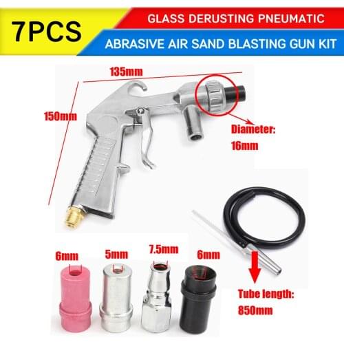 7Pcs Abrasive Air Sand Blasting Gun Kit 1 Steel Nozzle 1 Ceramic Nozzle 1 Sand Suction Pipe Airbrush Industrial Sandblaster