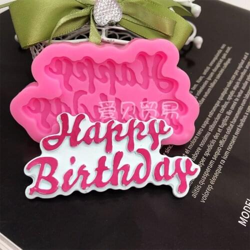 English happy birthday chocolate fondant silicone mold cake decorative drop mold resin mold