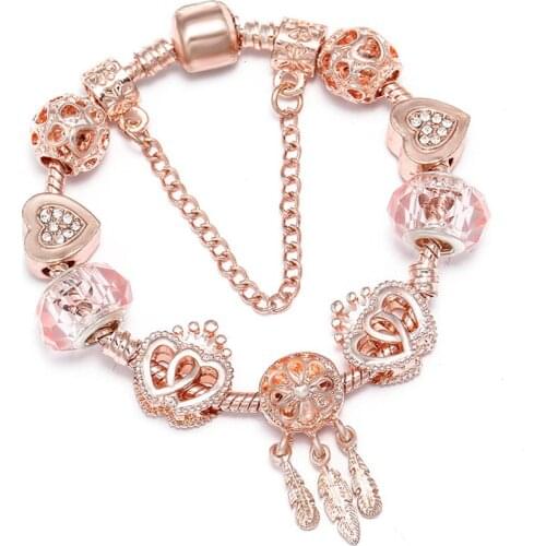 BAOPON Silver Plated Charm Fine Bracelets With Crystal Heart to Heart Beads Bracelets for Women Fashion Christmas Jewelry Gift