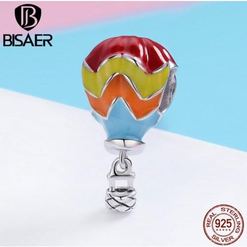 BISAER Hot Sale 925 Sterling Silver Turkish Balloon Ball Charms Beads fit Original Bracelet Silver 925 Jewelry Making ECC867