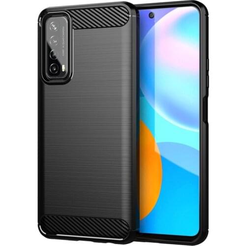 For Huawei P Smart 2021 6.67" Carbon Fiber Cover Phone Bumper Case Full Protection Shockproof Anti Drop Shell