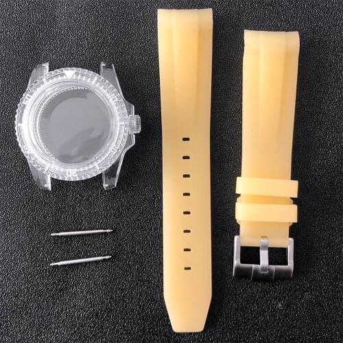 40mm Watch Case 20mm Rubber Strap Acrylic Cover Crown End Pin Set for NH35/NH36 Movement For Diving/Sports