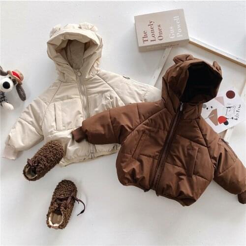 Little Kids Baby Jacket Fleece Winter 2021 Infant Girls Coat Warm Teenger Boys Jacket Bear Cotton Outerwear Baby Clothes 1-5Y