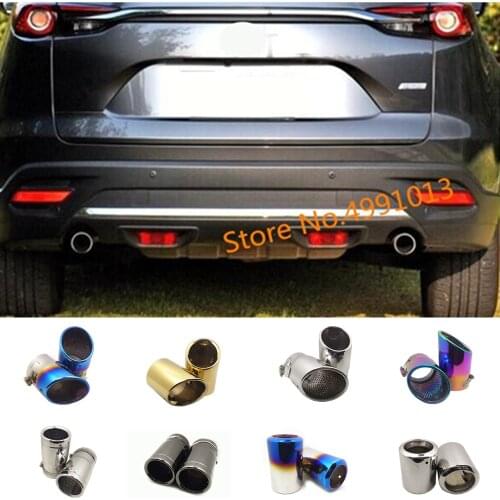 For Mazda CX-9 CX9 2016 2017 2018 2019 car rear back protect cover muffler pipe outlet dedicate exhaust tip tail 2