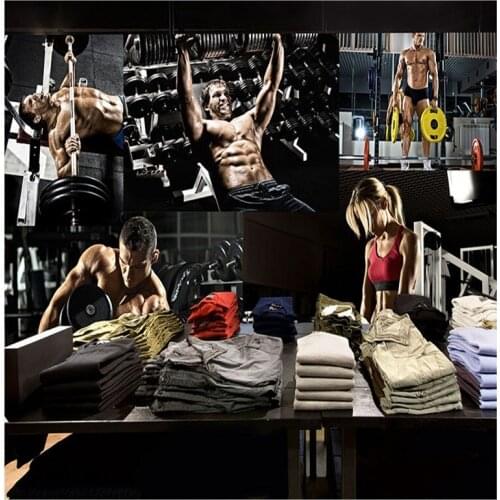 Drop Shipping Custom Photo Wallpaper 3D Sports Muscular Man Wallpaper Gymnasium Boxing Taekwondo Club Yoga Classroom Mural