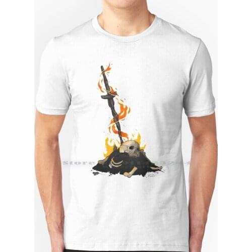 Darksouls Bonfire T Shirt 100% Pure Cotton Bloodborne Gaming Video Games Dark Souls 2 Videogame White Black Bones Dark Souls 3