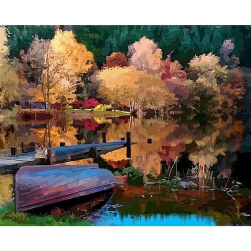 GATYZTORY Frame Forest Diy Painting By Numbers Landscape Paint By Number Handpainted Gift Wall Decor Artwork Frame