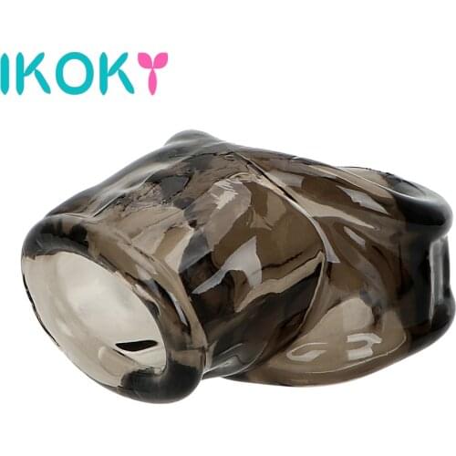 IKOKY Male Masturbator Silicone Delay Ejaculation Scrotal Binding Cock Ring Sex Toys for Men Male Penis Ring